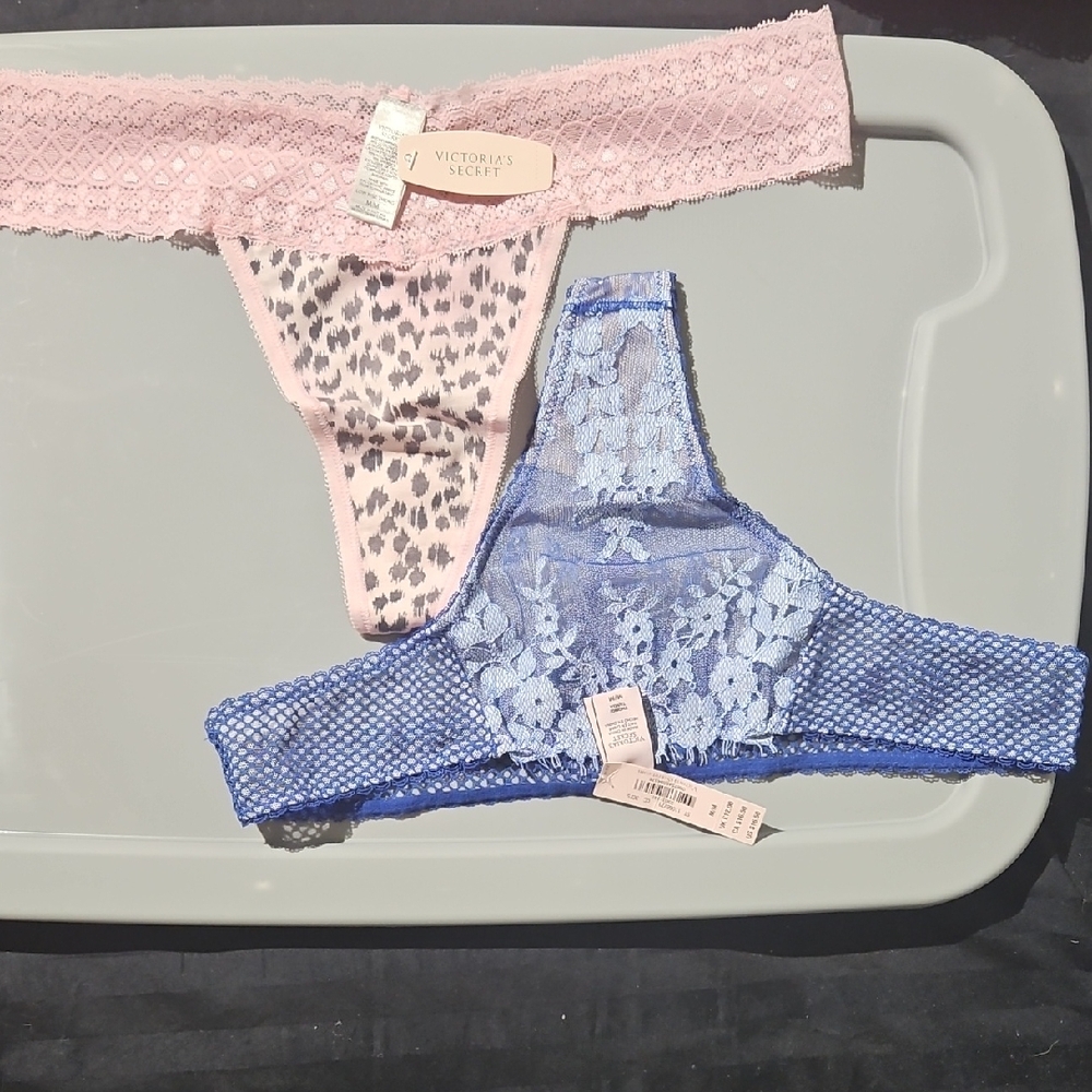 Victoria's Secret Lot 1 Pink and 1 Blue Lace Thong